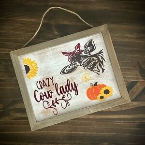 Rustic Crazy Cow Lady Wall Art